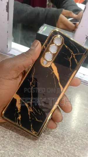 Marble Design Case for Samsung Galaxy Z Fold 4 - Black Gold