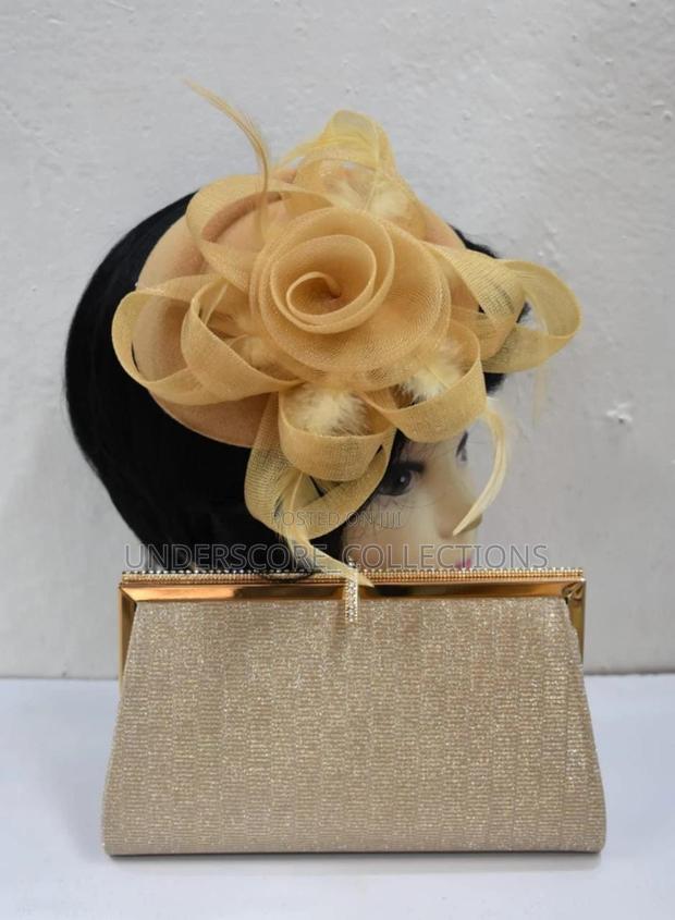 Golden Tea Party or Wedding Accessories:Fascinator N Clutch