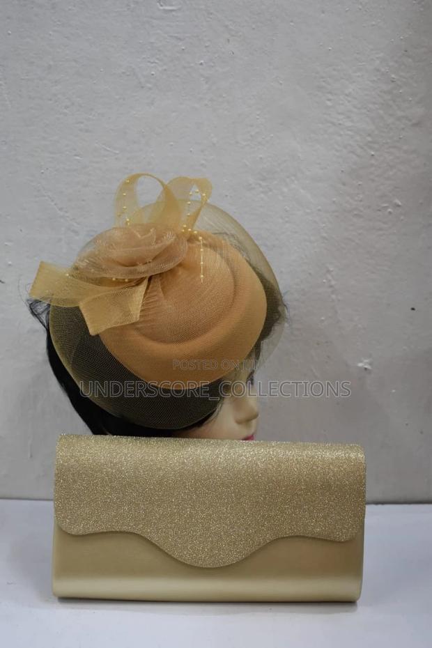 Wedding Gold Theme Fascinator and Clutch - main view