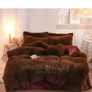 6 by 7 6 PC Luxury Design Velvet Plus Fluffy Duvet Set 