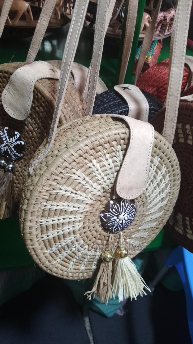Makongo Round Beach Bag Handmade Circle Woven Bag - main view