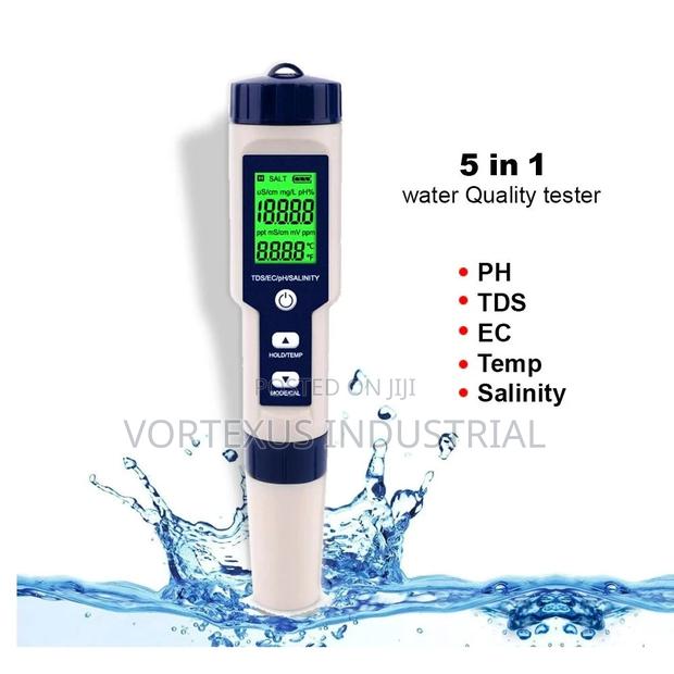 5 in 1 TDS/EC/PH/Salinity/Temperature Meter Digital