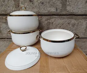 Ceramic Serving Bowls-3pcs 3.5ltr With Gold Finishing