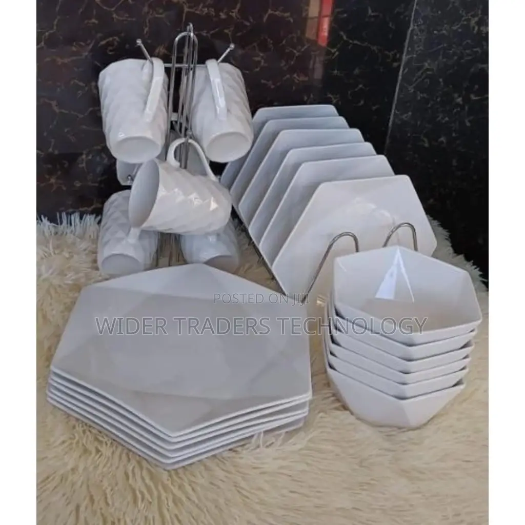 24pc Hexagonal Ceramic Dinner Set