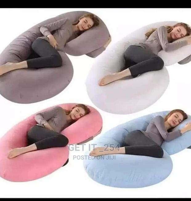 C-Shaped Pregnancy Pillow Available in Grey and White - main view