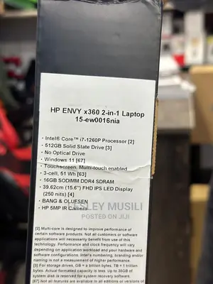 New Laptop HP Envy X360 16GB Intel Core I7 SSD 512GB
