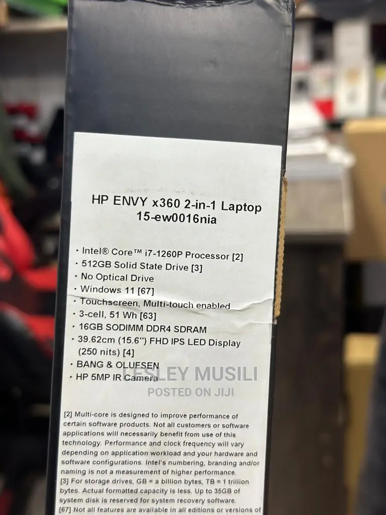 New Laptop HP Envy X360 16GB Intel Core I7 SSD 512GB