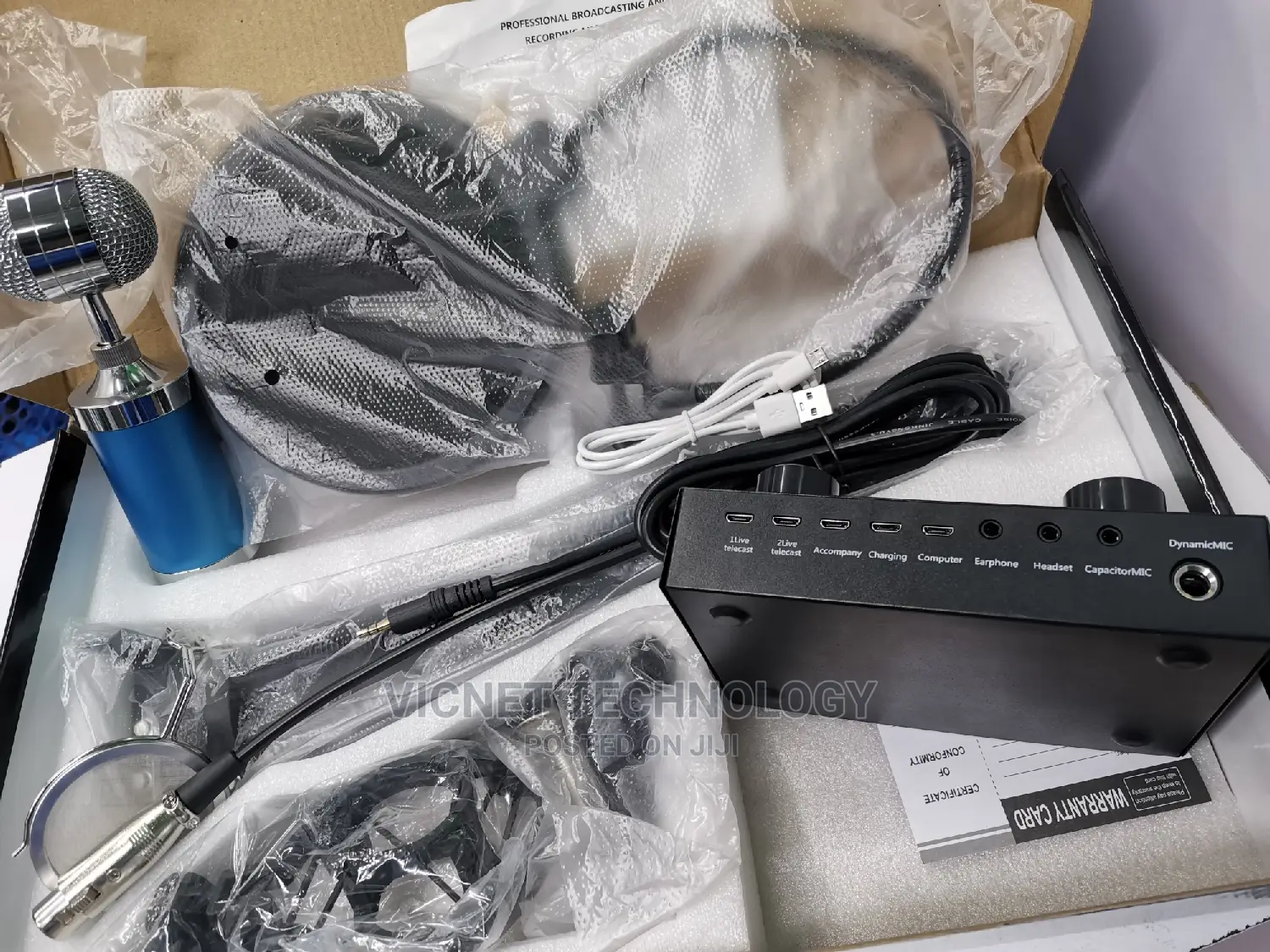 Professional Podcast Microphone and V8S Sound Card