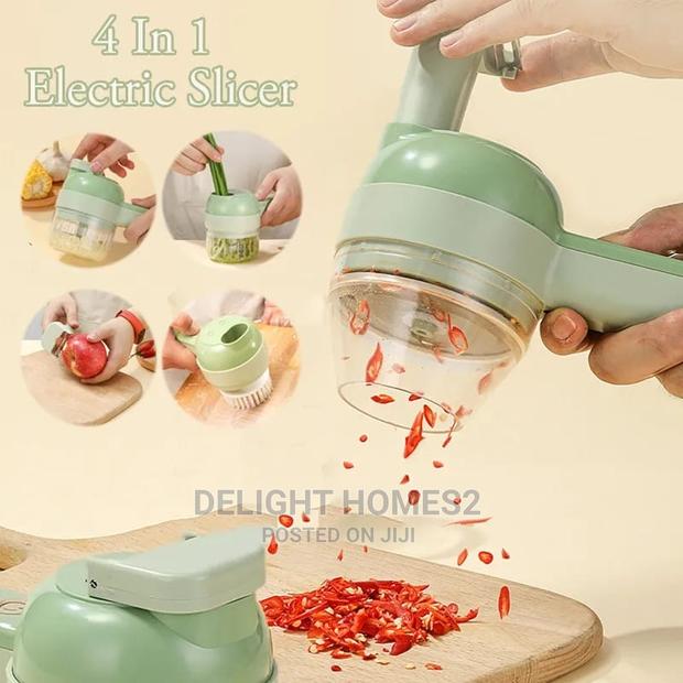 4in1 Handheld Electric Vegetable Cutter Set With Brush - main view