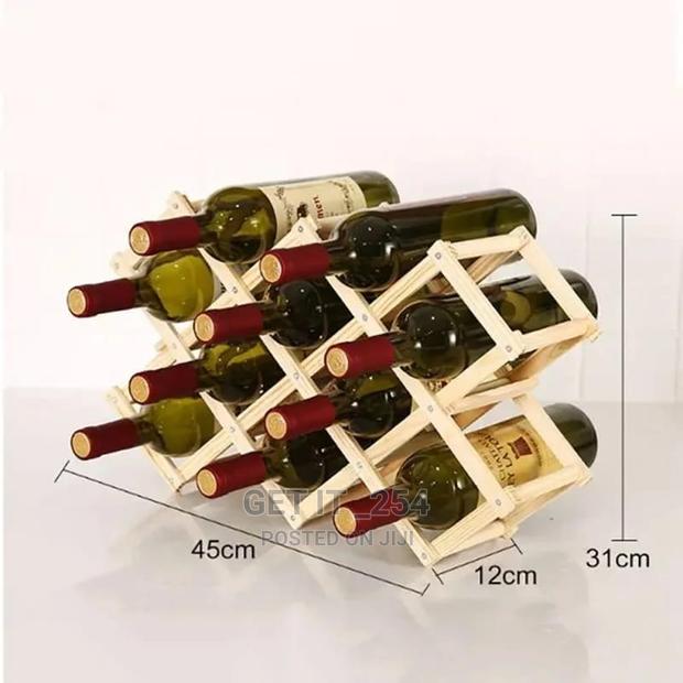 Foldable10 Slot Wooden Wine Bottle Rack