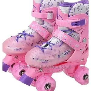 Four-Wheel Roller Skates With All Wheels Light Pink