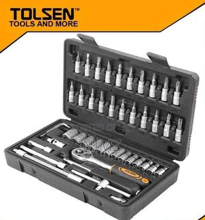 Tolsen 46pcs Socket Set 1/4" Drive Impact Ratchet Set Deep S - thumbnail 2