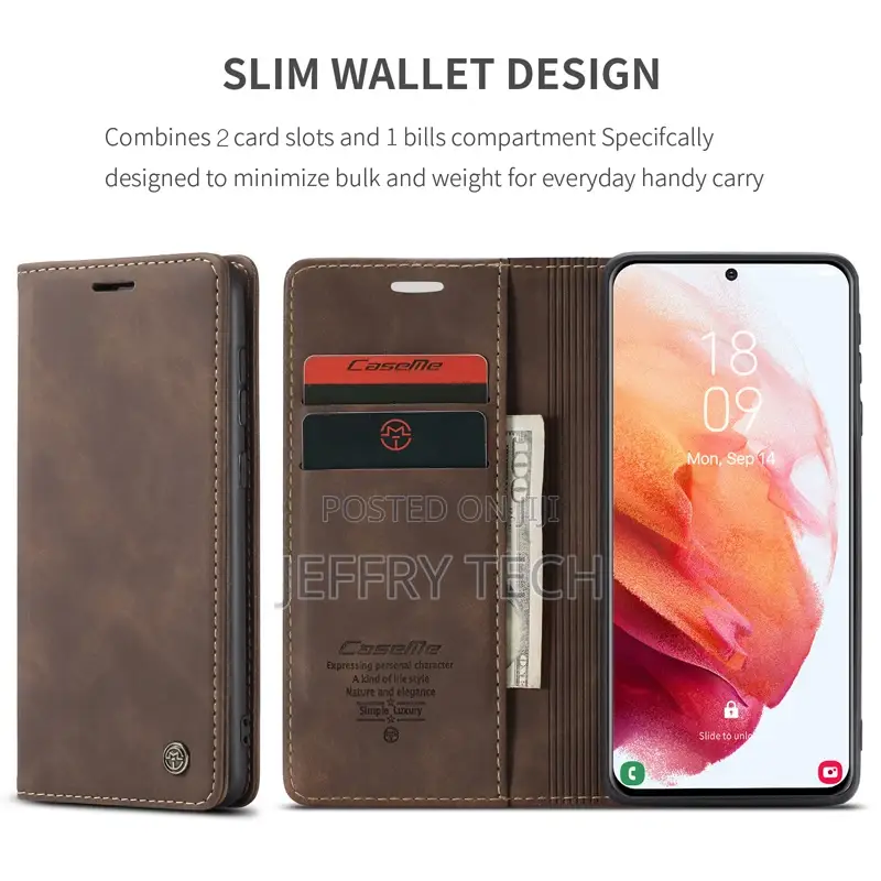 Horizontal Fl1p Leather Case for Samsung Galaxy S21 5G Brown