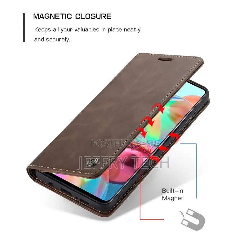 Horizontal Flap Leather Case for Samsung Galaxy A71 Brown