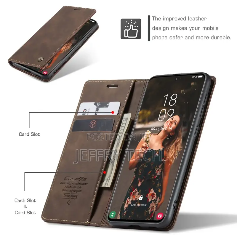 Horizontal Flip Leather Case for Samsung Galaxy S21 FE Brown