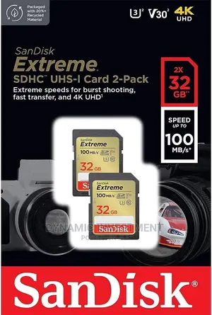 Sandisk 32GB Extreme SDHC Camera Memory Card, UHS-I Class 1