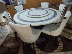 Round 6 Seater Dining Table Set With a Lazy Susan