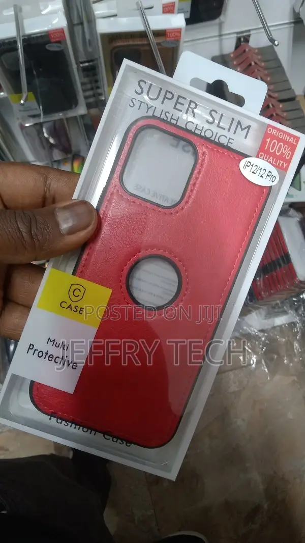 Leather Phone Case for iPhone 12 iPhone 12 Pro Non-Sl(Red)