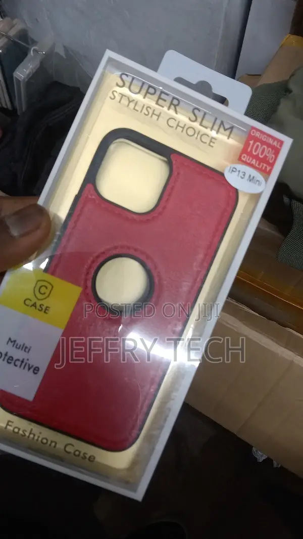 iPhone 13 Mini Case Luxury Leather Business Vintage Slim Red
