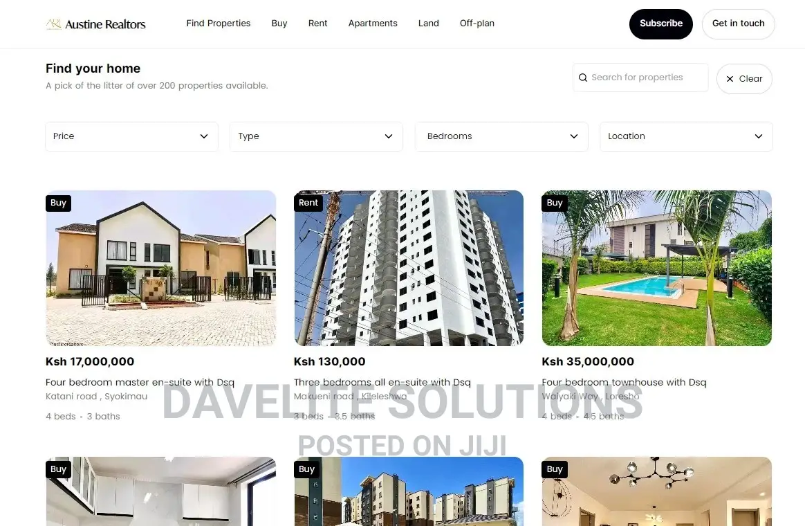 Real Estate Website Desind and Development + Doman, Hosting