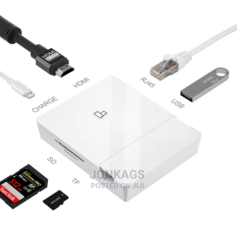 Apple Lighting 6 In 1 Hub: USB+HDMI+Lighting+LAN+SD+Microsd