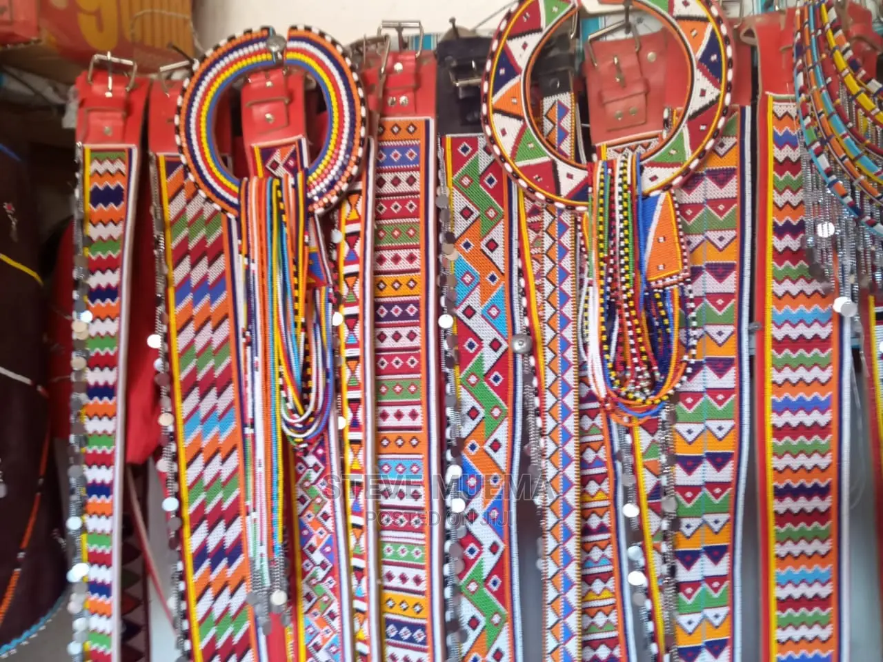 Men Beaded Leather Belts.