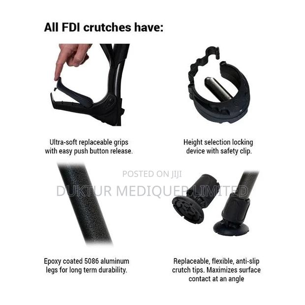 France-made Ergotech Elbow Crutches, 130kg Maximum Load 2pc - thumbnail 4