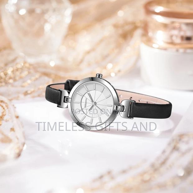 Rebirth Ladies Black Slim Ladies Leather Watch