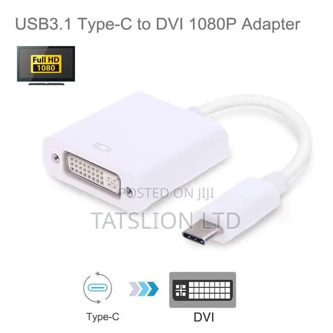 Type-C Male to DVI Female Video Converter 1080P Adapter Cabl