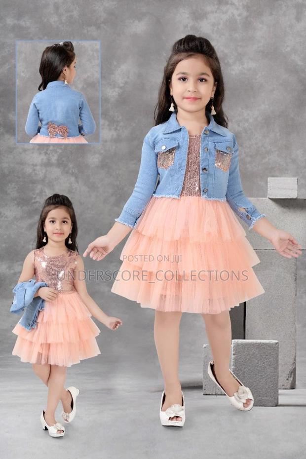 Girls Coloured Dresses With Matching Denim Coat - thumbnail 3