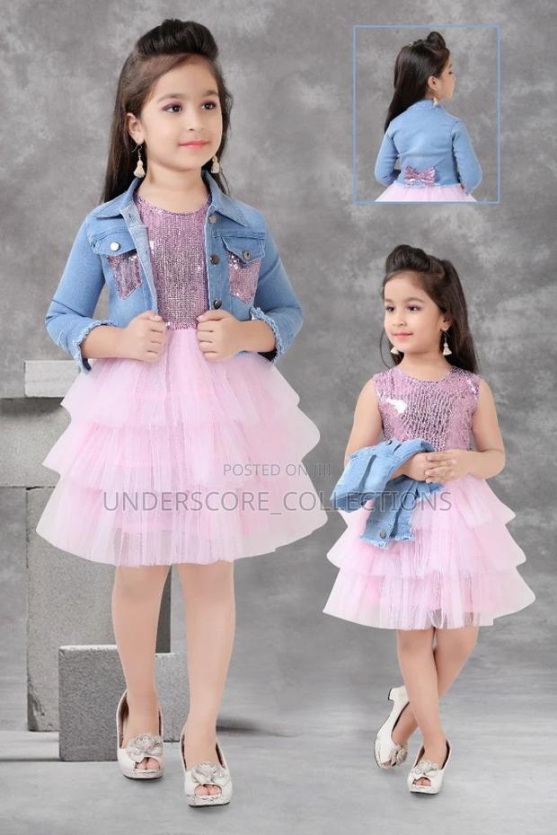 Girls Coloured Dresses With Matching Denim Coat - thumbnail 5