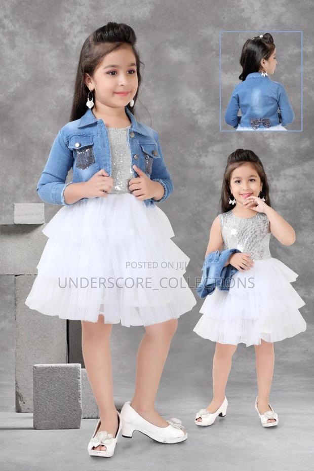 Girls Coloured Dresses With Matching Denim Coat - thumbnail 4