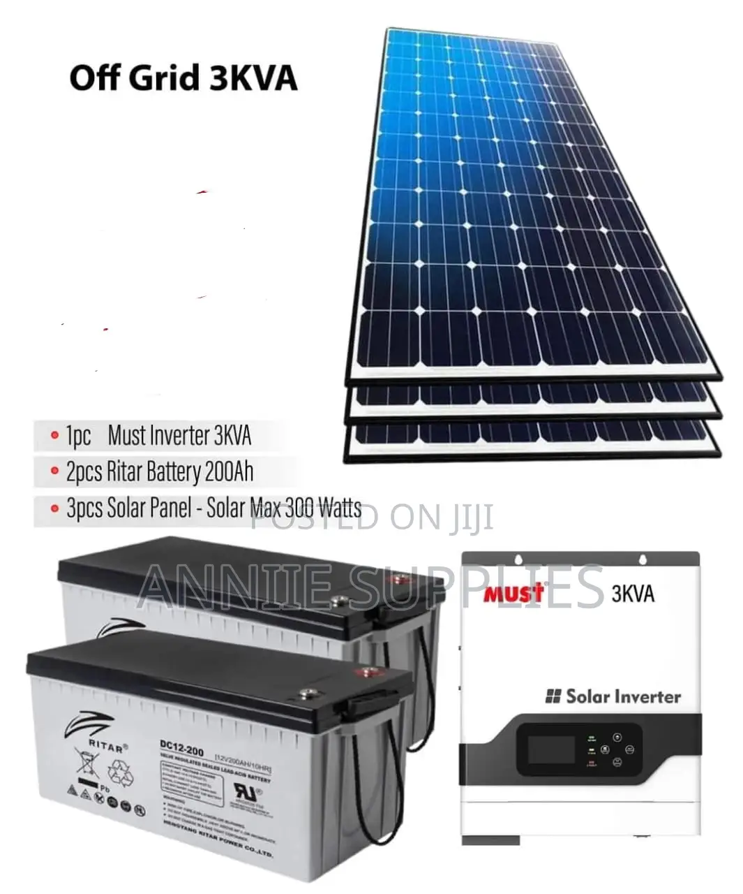 3.0kva Offgrid With (4) 350w/36v Solar + (2) 200ah Battery