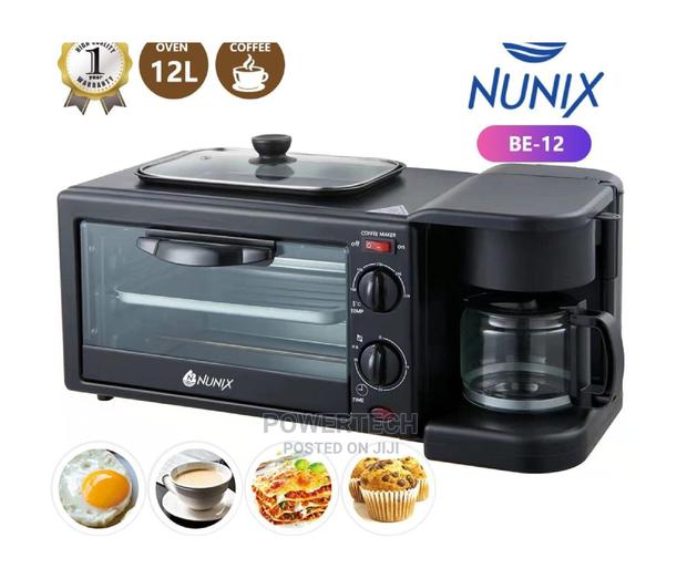 Nunix 3 in 1 Breakfast Maker; Toaster,Oven, Coffee Maker Up - main view