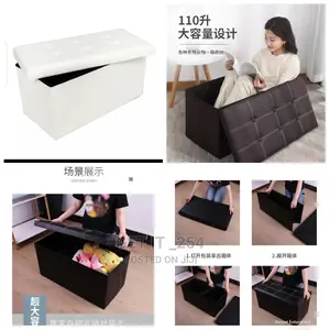 Modern Leather Foldable Ottoman Storage Box