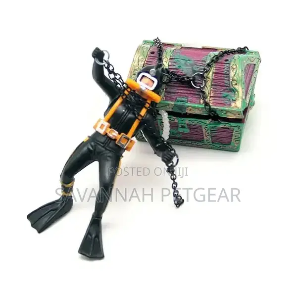 Floating Treasure Chest Diver Aquarium Decoration