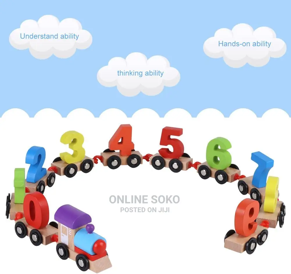 Kids Digital Number Letter Train Set Wooden Educational Toy