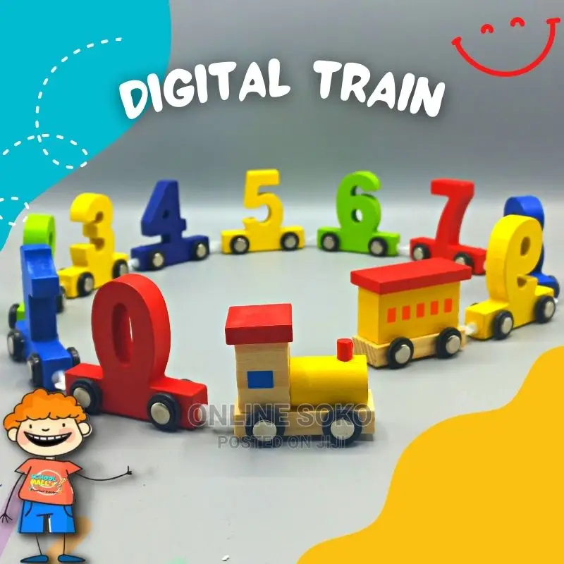 Kids Digital Number Letter Train Set Wooden Educational Toy