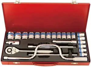 24 PCS Socket Set 12 Pt, 1/2 Inch Drive,