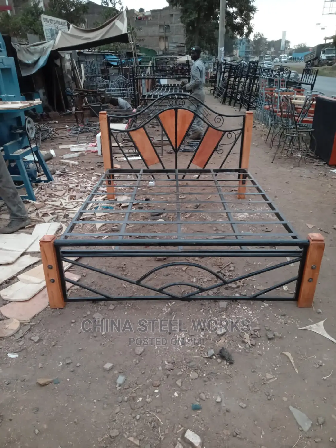 5 by 6 Metallic Frame Mahogany Stands