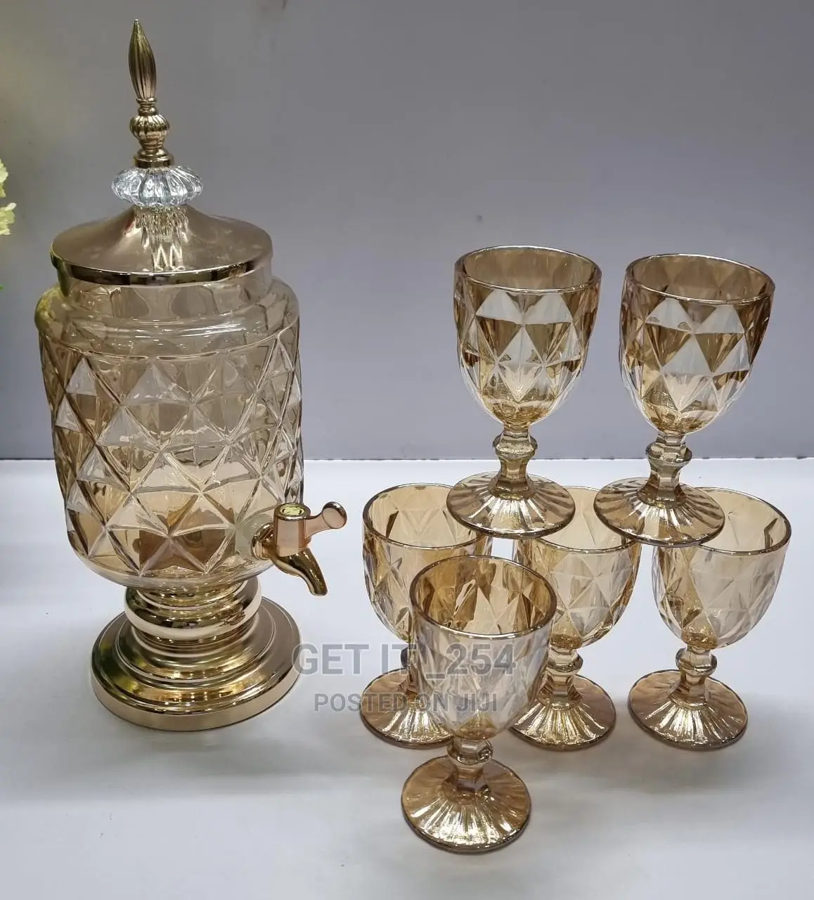 Heavy Exquisite 7pc Wine/Juice Dispenser +6heavy Fancy Glass