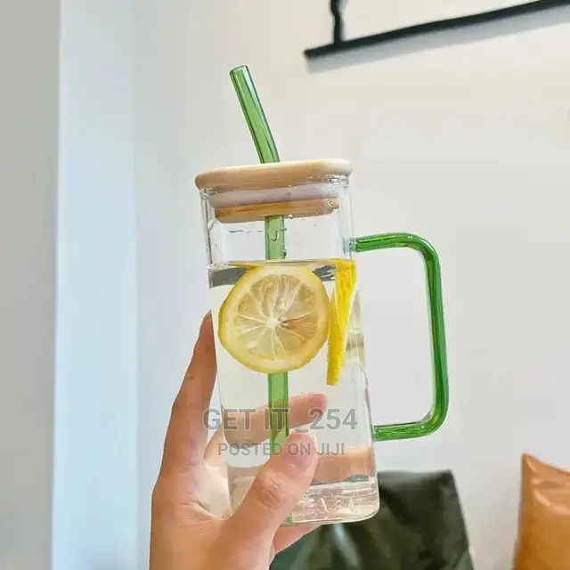 300ml Heat Resistance Squared Glass Cup With Bamboo Lid