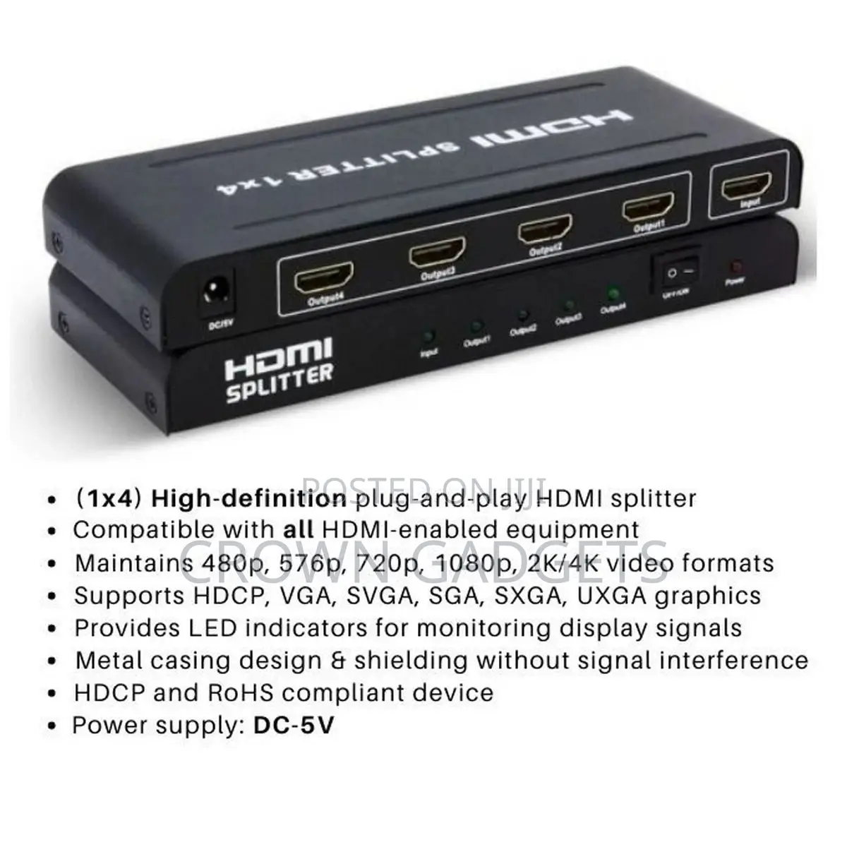 HDMI Splitter 1 in 2 Out X Full HD 1080P 3D Hub