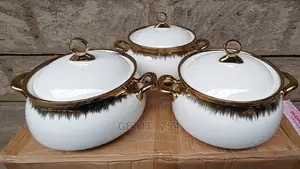 3pcs 3ltr Gold Finishing Ceramic Serving Bolws