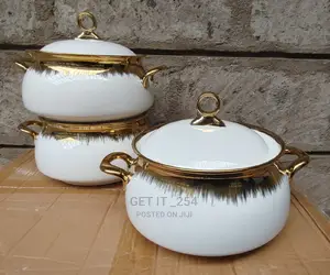 3pcs 3ltr Gold Finishing Ceramic Serving Bolws