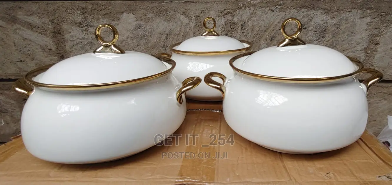 3ltr Gold Finishing Ceramic Serving Bolws