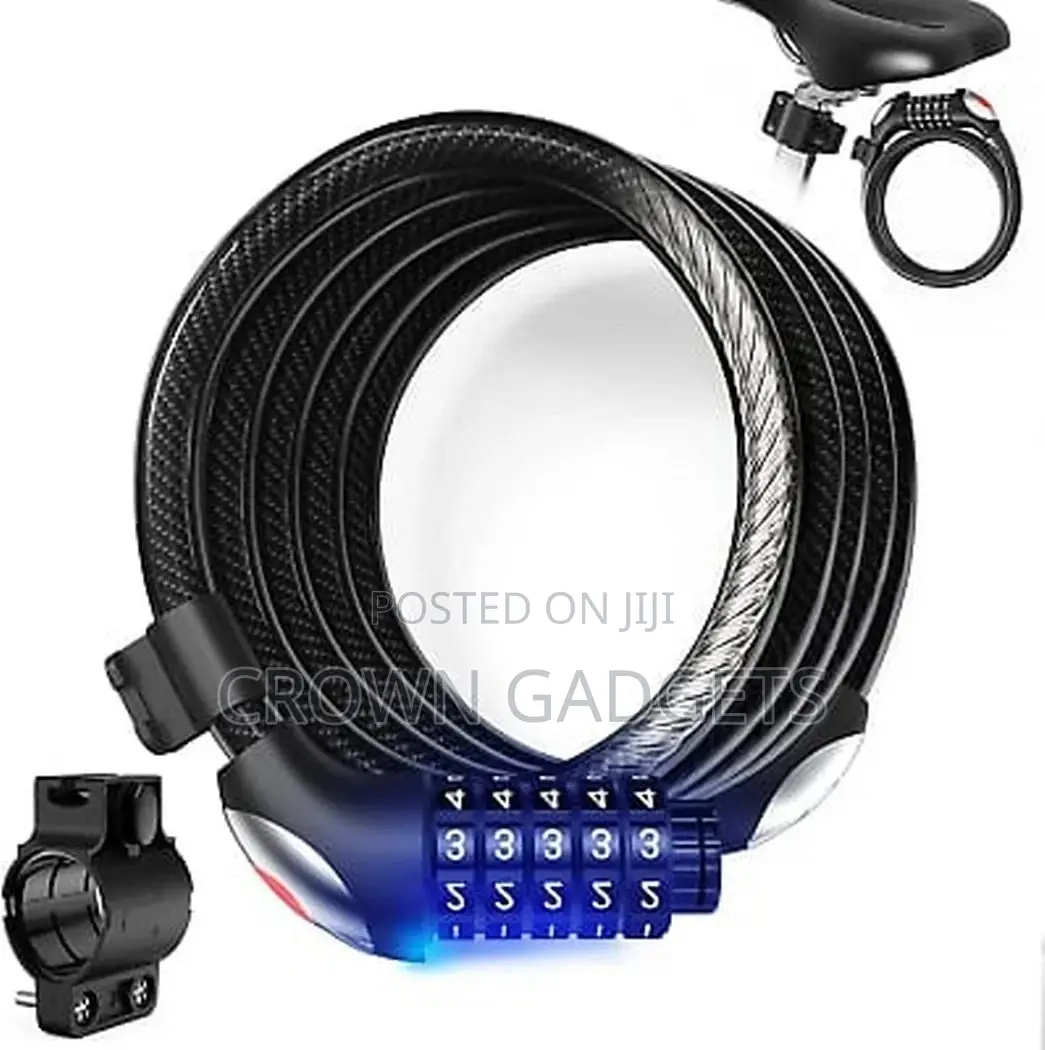 1.2m 5-Digit Code Bike Lock Coiling Resettable