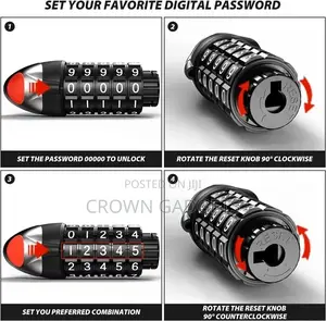 5-Digit Code Bike Lock Coiling Resettable