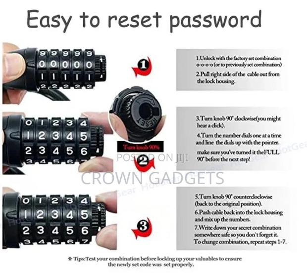 5 Digit Code Bike Lock Coiling Combination Cable - main view