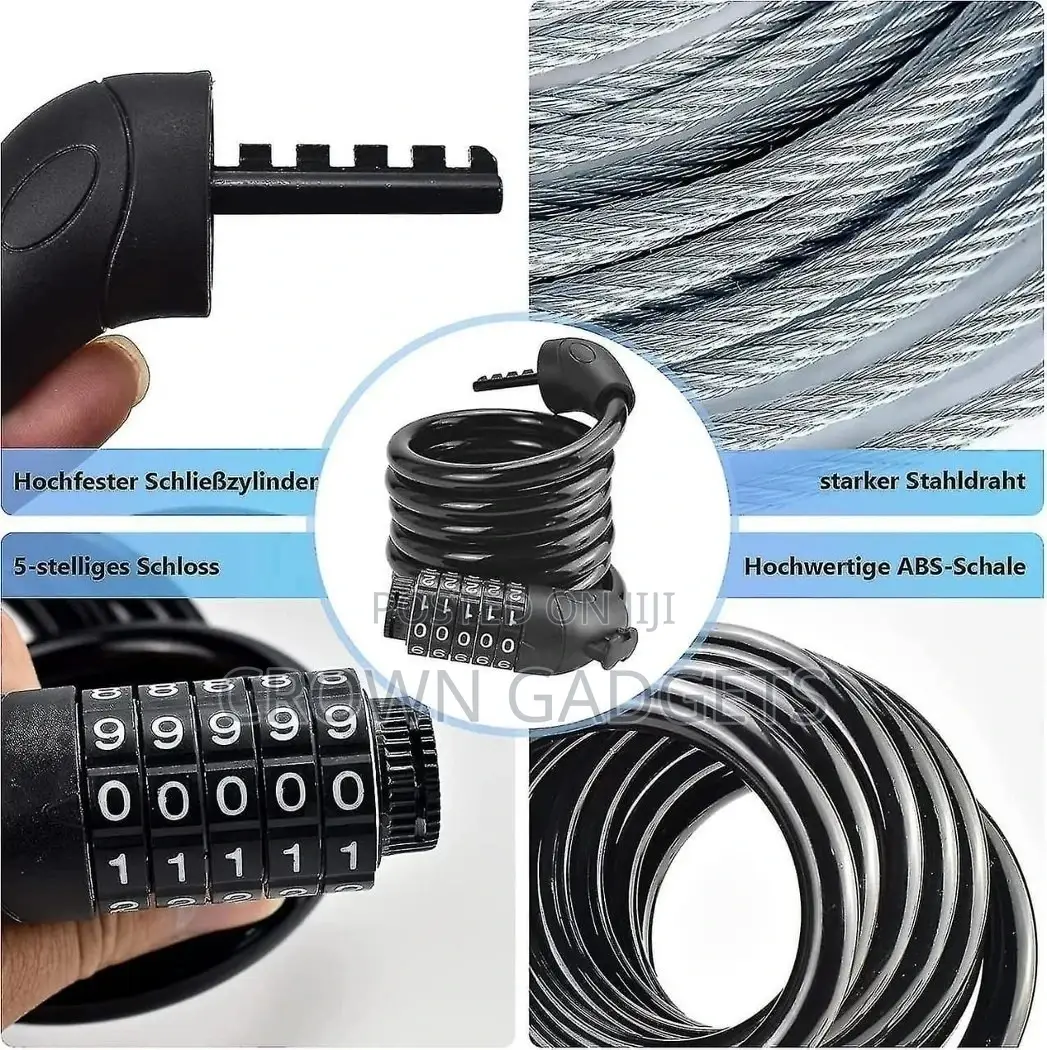 Opaza Bike Lock With 5-Digit Code, 1.2M
